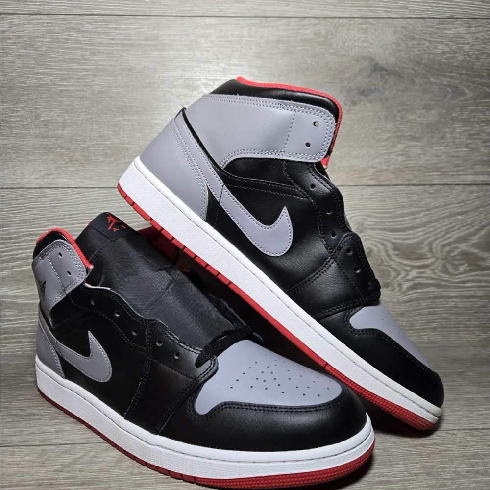 NEW Nike Air Jordan 1 Mid Shoes Black Cement Grey Red White DQ8426006 - Picture 5 of 5